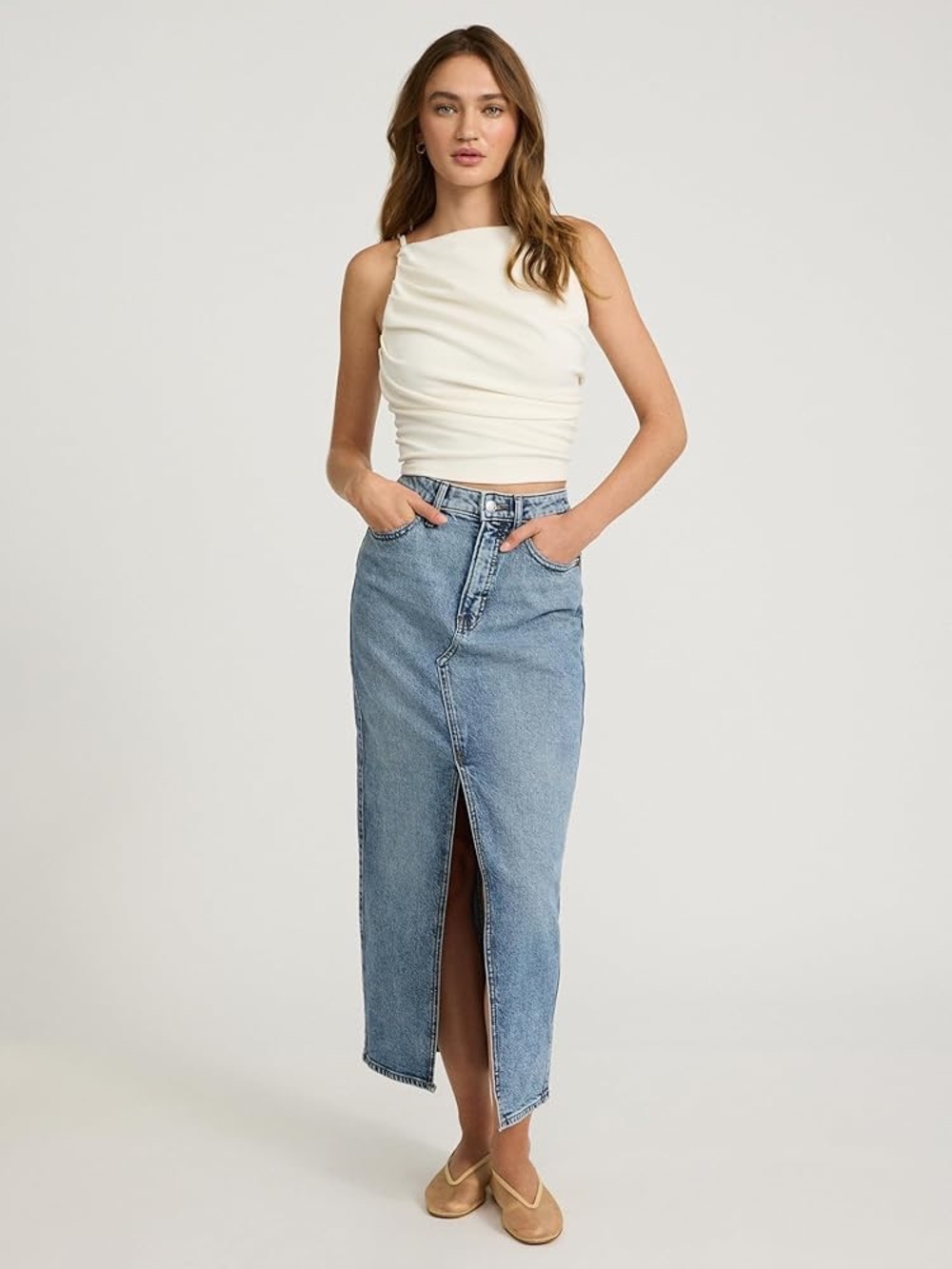 American Eagle Outfitters Light Blue Denim High-Rise Skirt